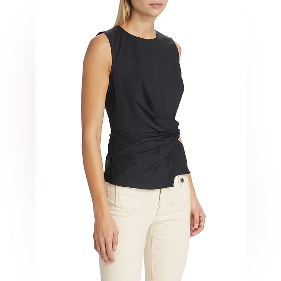 Veronica Beard Bisa Twisted Stretch Cotton Poplin Top Black Sleeveless Sz 8 248$ - Picture 6 of 10
